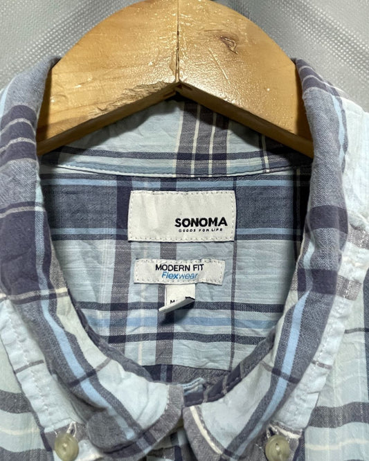 Sonoma Blue Cotton Shirt For Men X Large