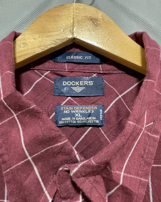 Dockers Maroon Cotton Shirt For Men X Large