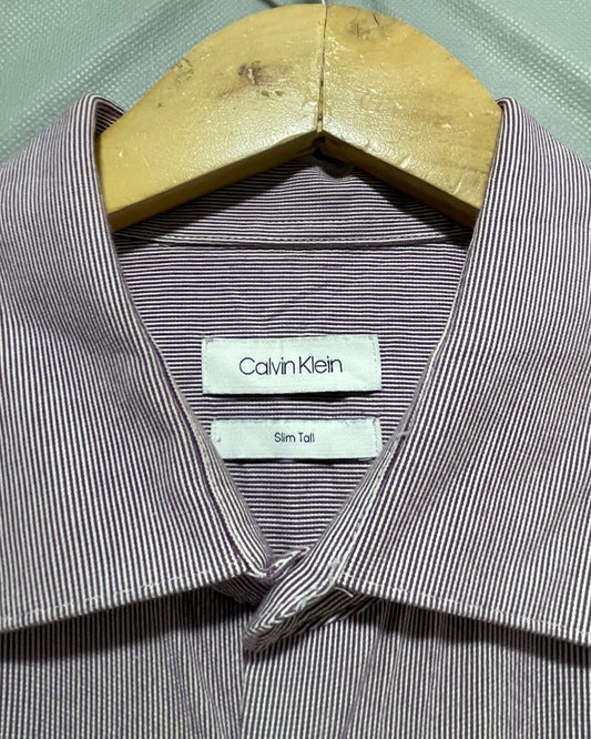 Calvin Klein Purple Cotton Shirt For Men Large