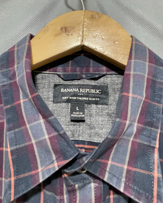 Banana Republic Gray Cotton Shirt For Men Large