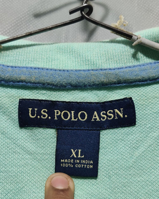 Polo U.S. Assn Blue Cotton Polo T Shirt For Men X Large
