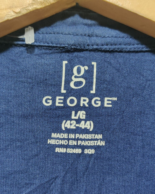 George Blue Cotton Polo T Shirt For Men Large