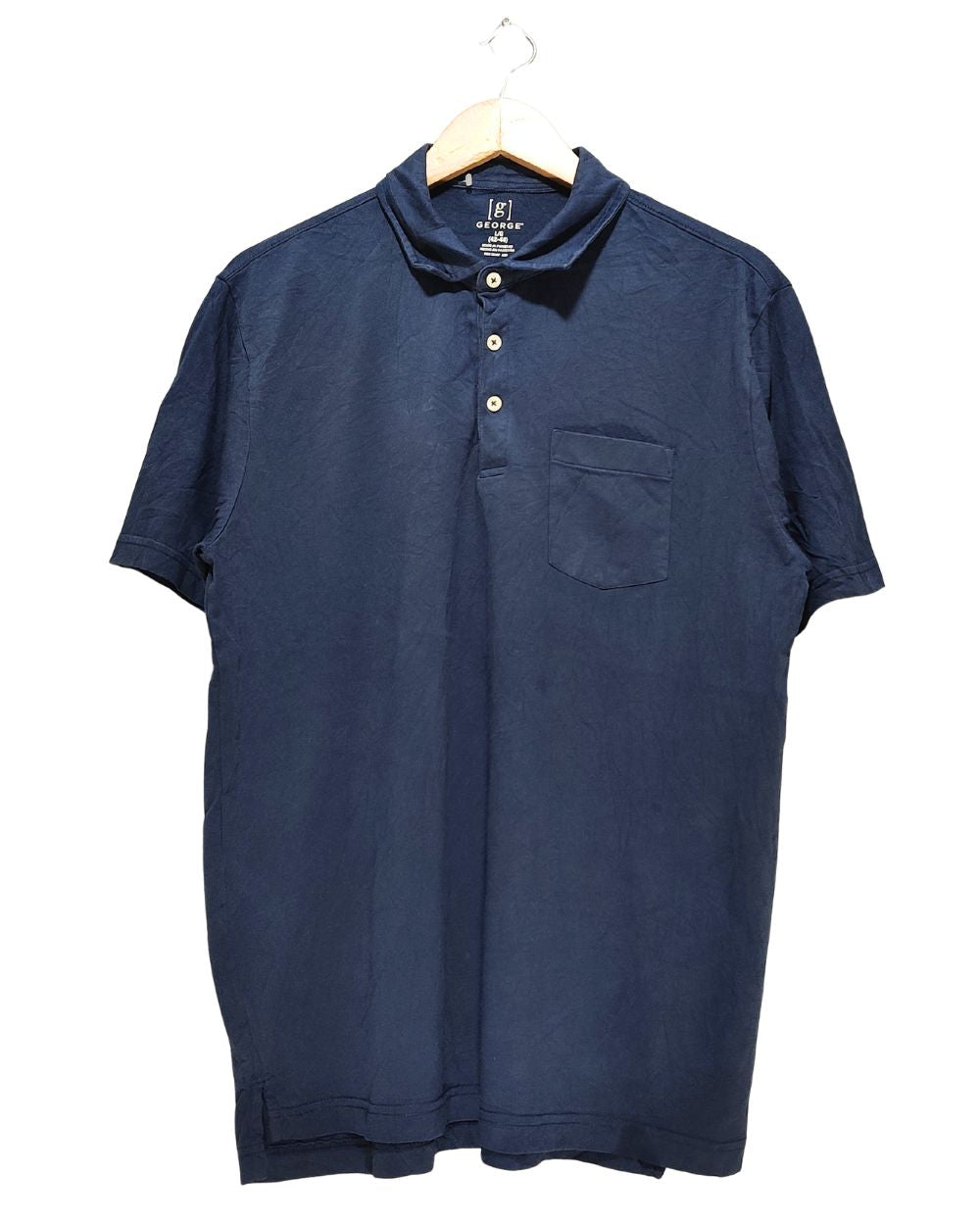 George Blue Cotton Polo T Shirt For Men Large