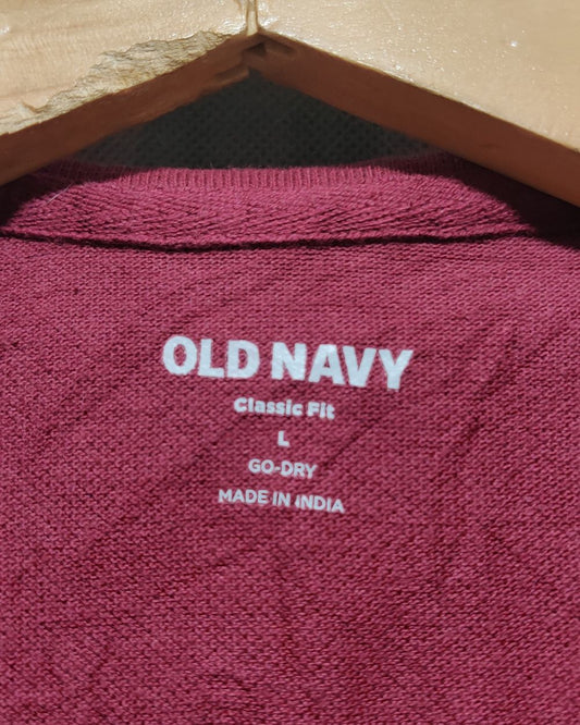 Old Navy Maroon Cotton Polo T Shirt For Men Large
