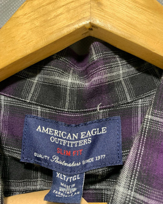American Eagle Purple Cotton Shirt For Men XL