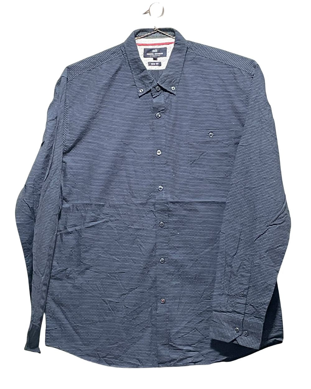 Michael Brandon Blue Cotton Shirt For Men XL