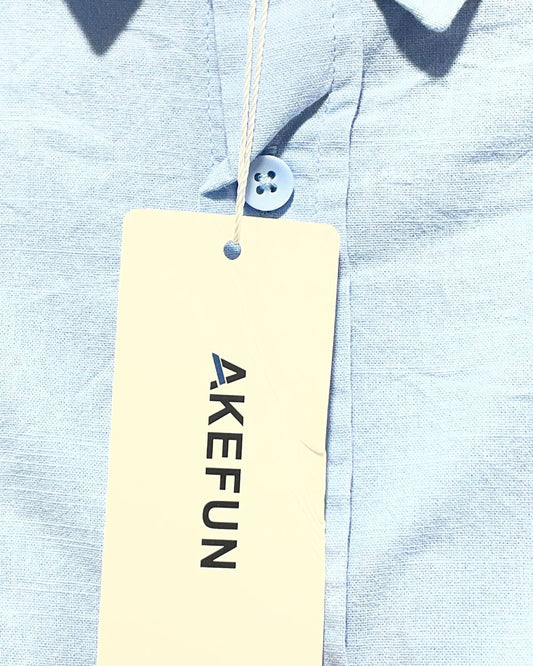 Akefun Blue Cotton Shirt For Men Large