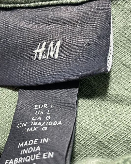 H&M Green Cotton Polo T Shirt For Men L