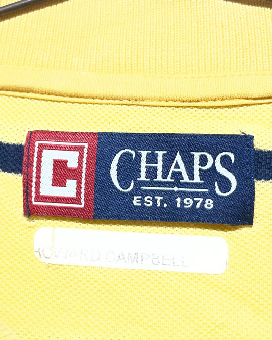 Chaps Yellow Cotton Polo T Shirt For Men Large