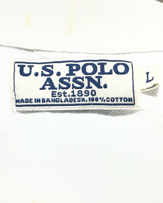 Polo U.S. Assn White Cotton Polo T Shirt For Men L