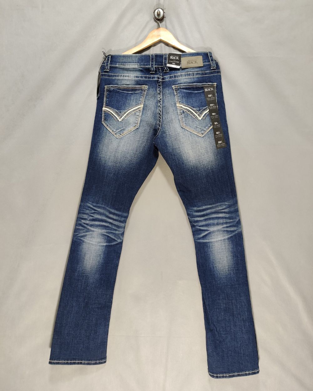 Buckle Black Blue Denim Jeans For Men M