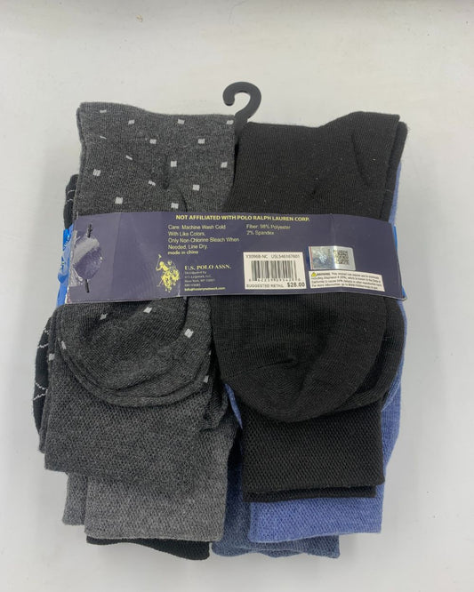 Polo U.S. Assn Gray & Black Socks 6 Pack For Unisex