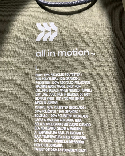 All In Motion Green For Men Zipper L