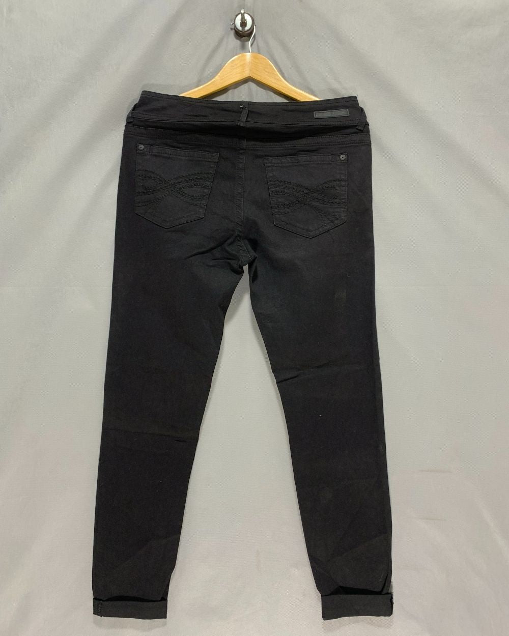Well Flower Black Jeans For Women L