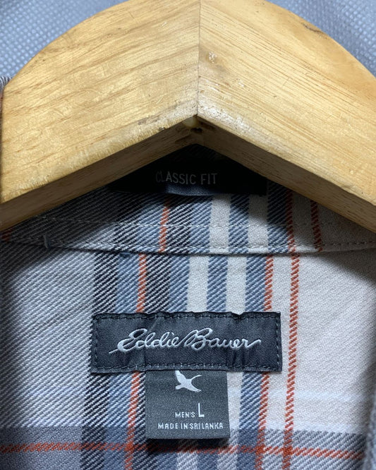 Eddie Bauer Cream Falalen Winter Shirt For Men Large