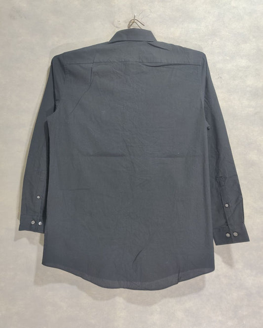 J. Ferrar Black Cotton Shirt For Men