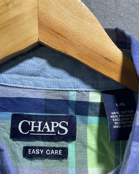 Chaps Blue Cotton Shirt For Men L | Preloved Labels