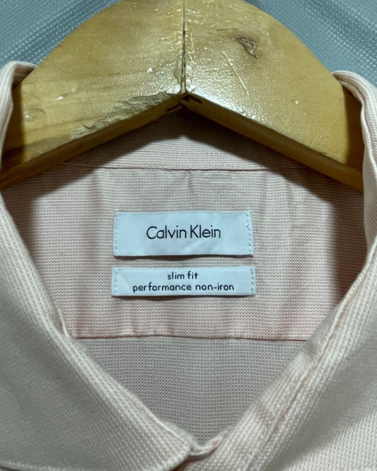 Calvin Klein Pink Cotton Shirt For Men Large
