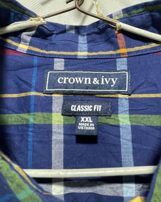 Crown&Ivy Blue Cotton Shirt For Men XX L