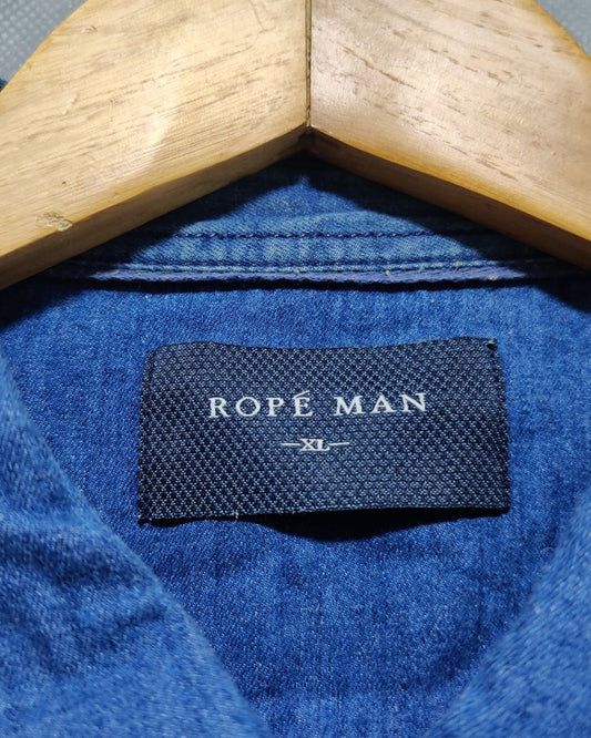 Rope Man Black Denim Shirt For Men XL