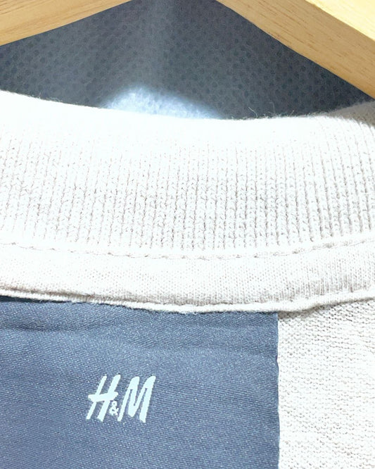 H&M Cream Cotton Polo T Shirt For Men Large