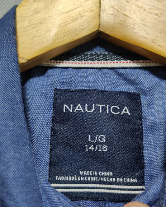 Nautica Blue Cotton Shirt For Men S