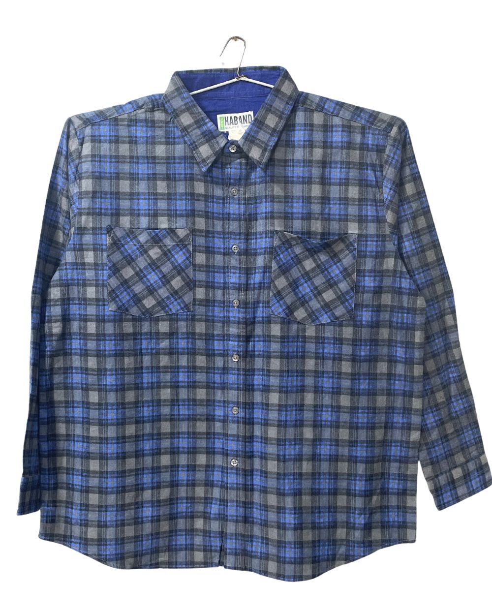 Haband Blue Cotton Winter Shirt For Men X Large
