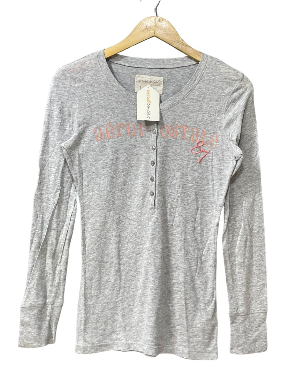 Aeropostale Gray Cotton For Women T Shirt Large