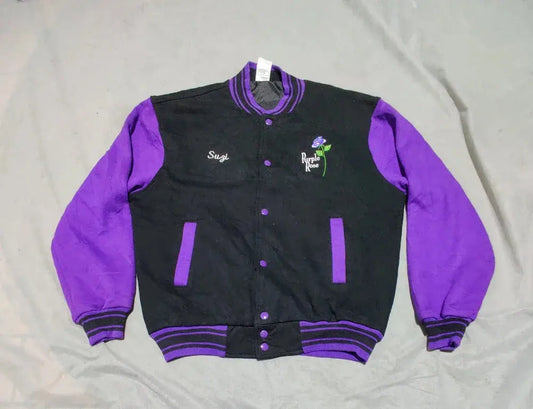 Fruit Of The Loom Men Purple Varsity Jacket – Preloved Labels (view 2)