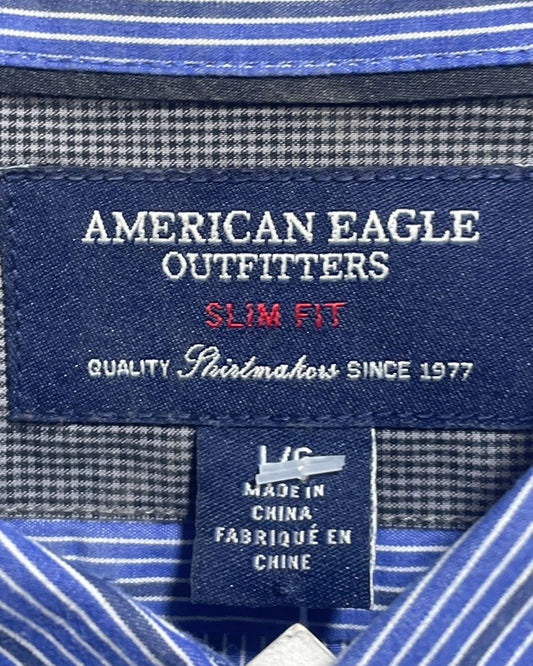 American Eagle Blue Cotton Shirt For Men L - Preloved Labels