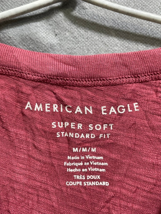 American Eagle Maroon Cotton T Shirt For Men M - Preloved Labels