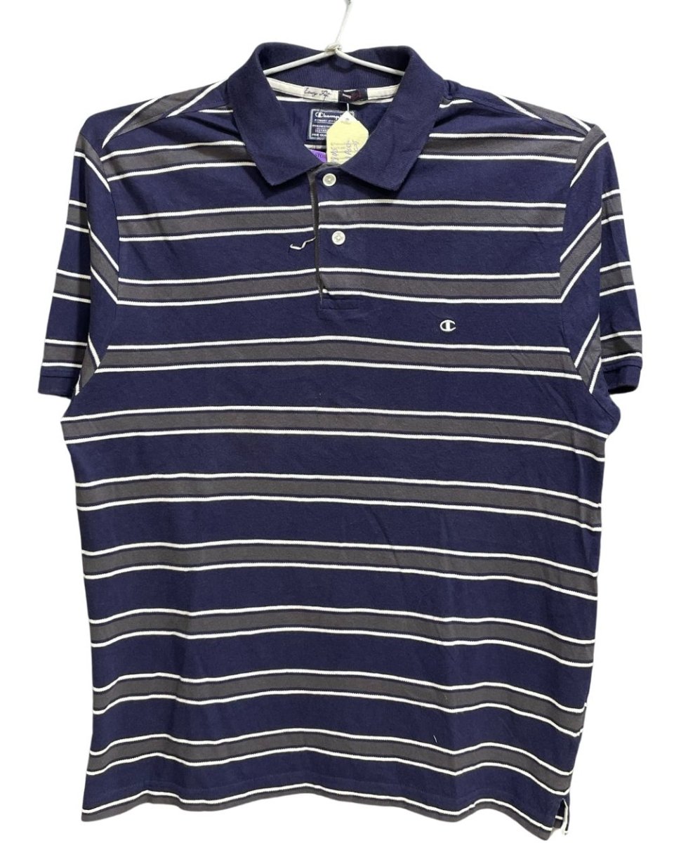 Champion Blue Cotton Polo T Shirt For Men Large - Preloved Labels