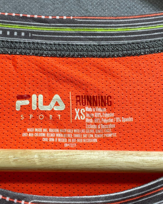 Fila Grey & Orange Polyester Jersey Sport For Women T Shirt X Small - Preloved Labels