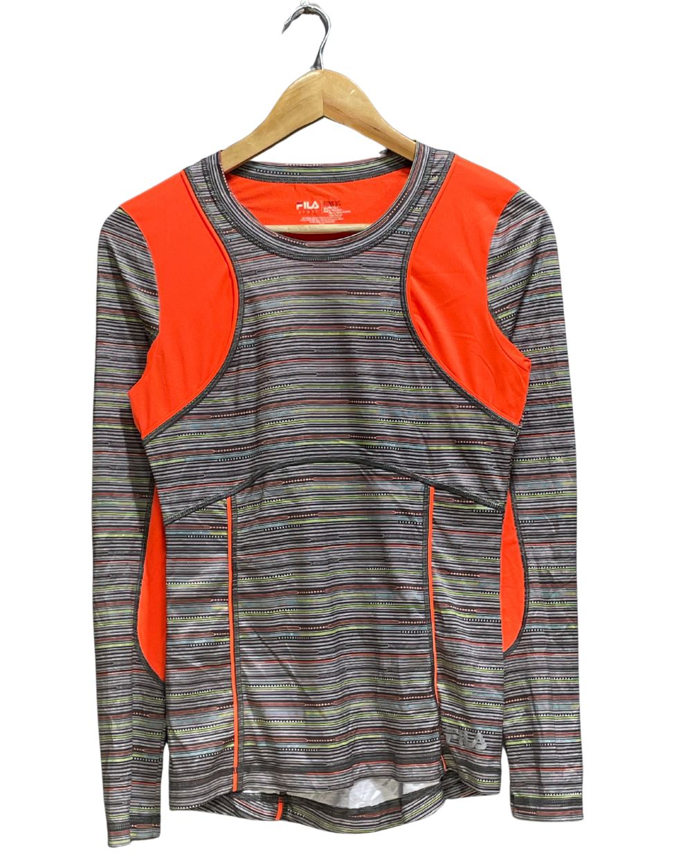 Fila Grey & Orange Polyester Jersey Sport For Women T Shirt X Small - Preloved Labels