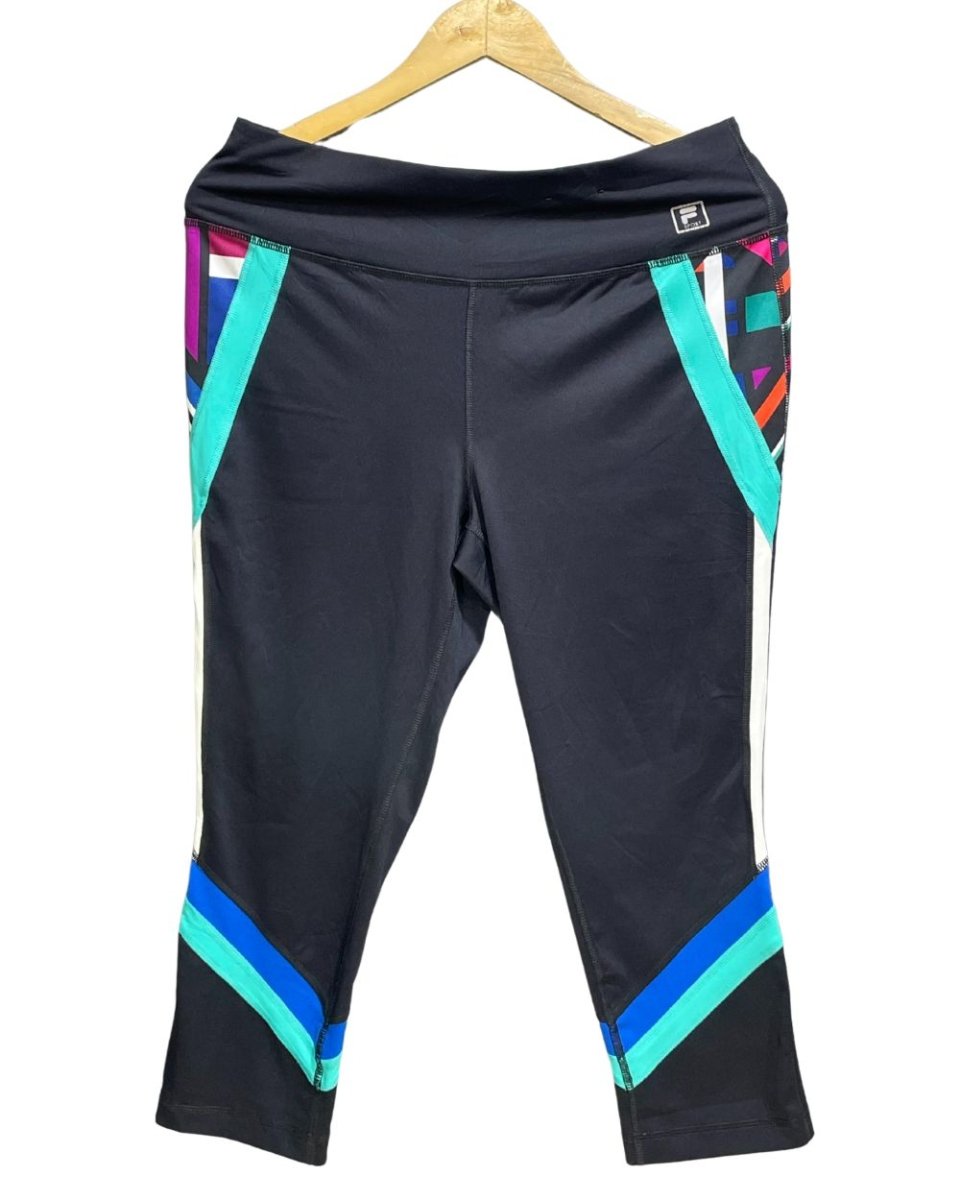 Fila Sport Black Polyester Stretch Gym tights For Women L - Preloved Labels