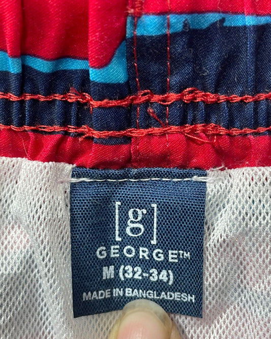 George Red Parachute Polyester Short For Men M - Preloved Labels
