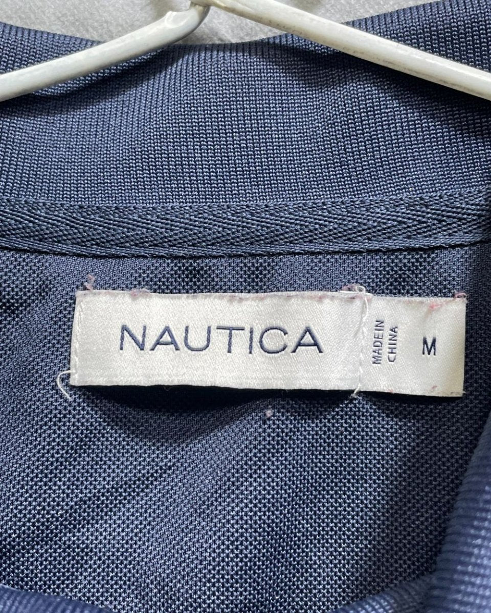 Nautica Blue Polyester Sport Polo T Shirt For Men Medium - Preloved Labels