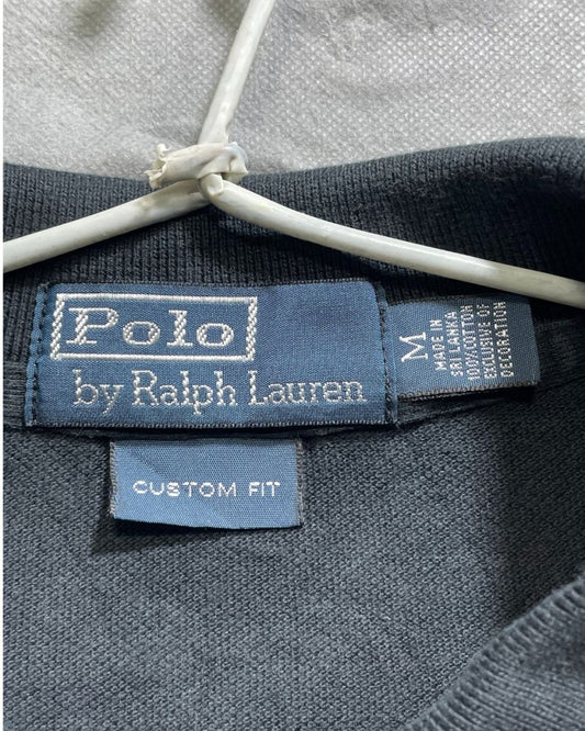 Polo Ralph Lauren Black Cotton Jersey Polo T Shirt For Men Medium - Preloved Labels