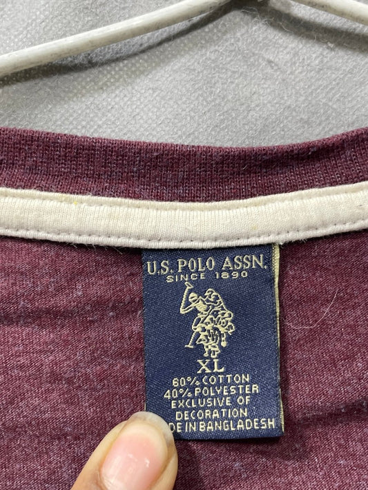 Polo U.A. Assn Maroon Cotton T Shirt For Men L - Preloved Labels