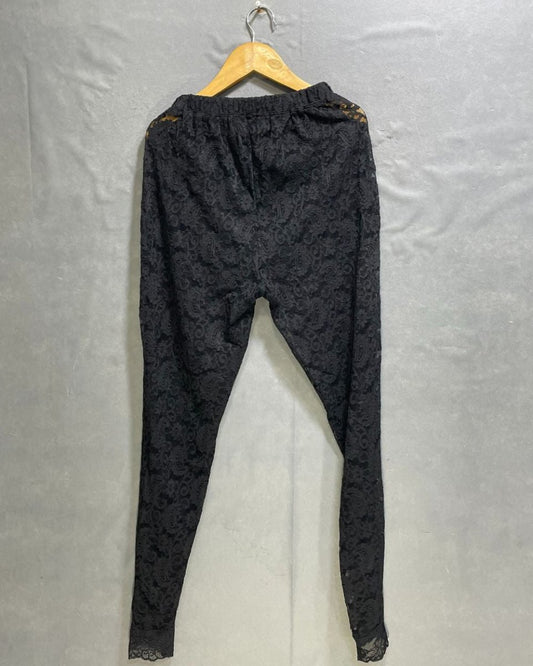 Preloved Labels Black Polyester Net Stretch Gym tights For Women S - Preloved Labels