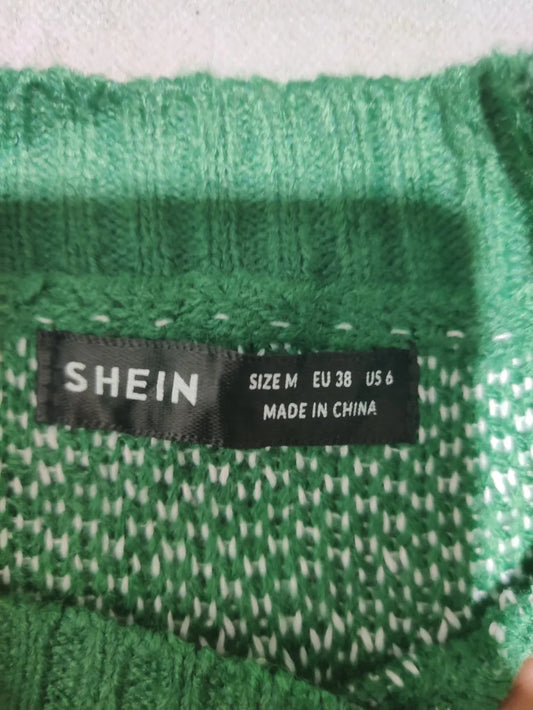 SHEIN Women Acrylic Green White Sweater M – Preloved Labels (view 2)