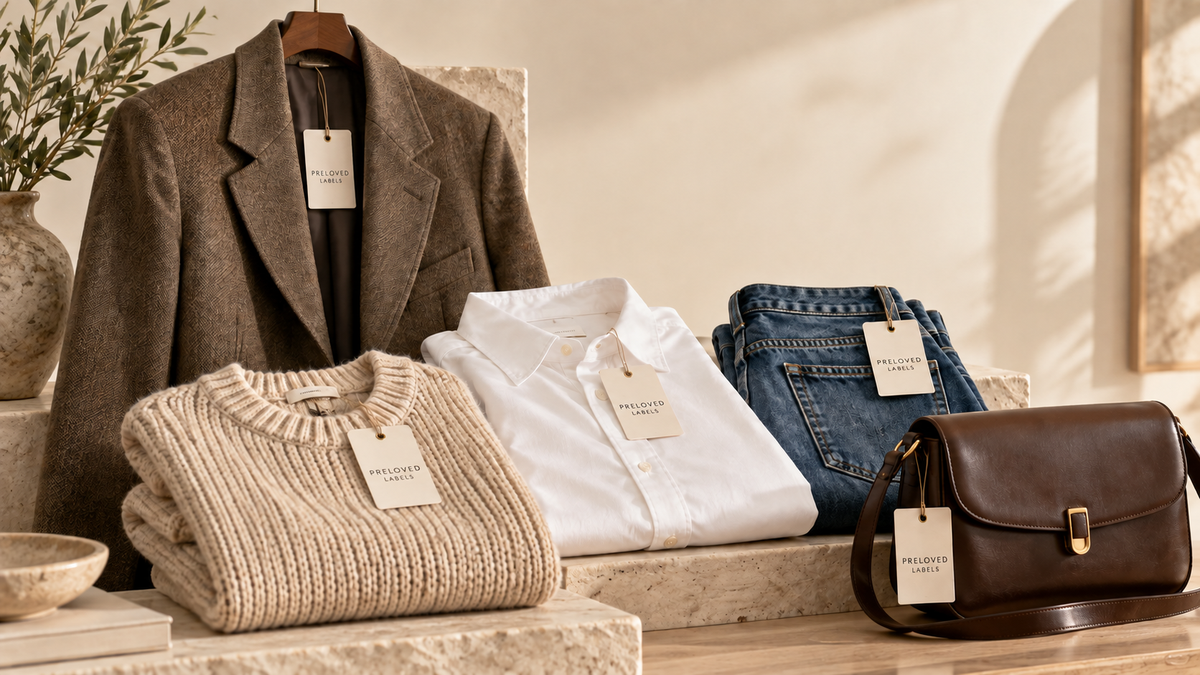 Premium Plus preloved clothing with Preloved Labels branded tags