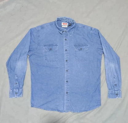 Wrangler Men Denim Blue Shirt L