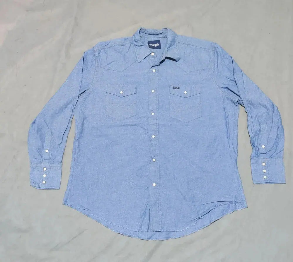 Wrangler Men Cotton Blue Shirt XL – Preloved Labels (view 2)