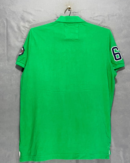 Superdry Classic Pique Polo Co. Green Cotton Polo T Shirt For Men XX Large