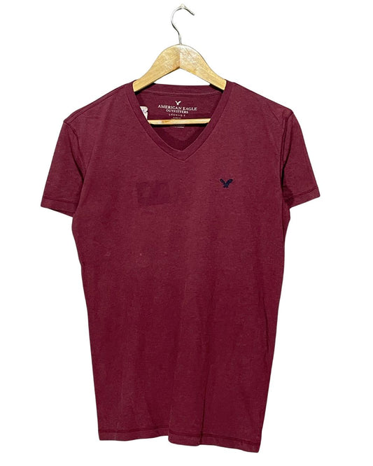 American Eagle Maroon T Shirt For Men X Small
