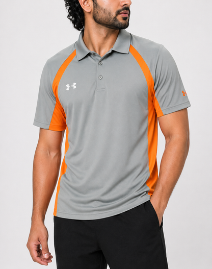 Under Armour Men Sport Gray Polo T Shirt