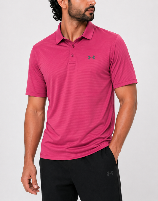 Under Armour Men Sport Pink Polo T Shirt