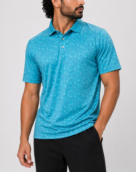 PGA Tour Men Sport Blue Polo T Shirt