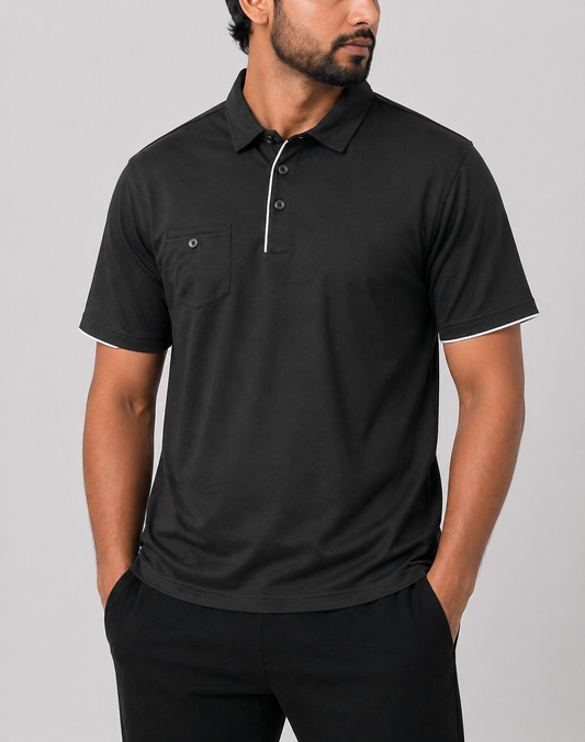Adidas Men Sport Black Polo T Shirt